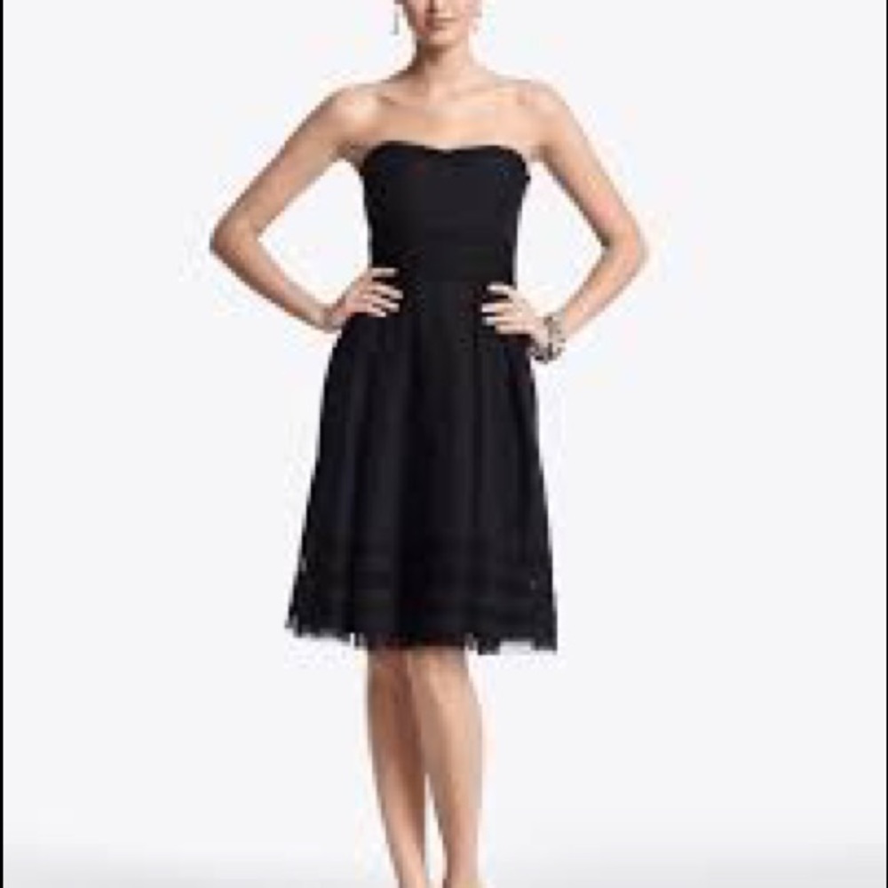 Black Strapless Taffeta Dress